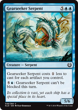 【Foil】《歯車襲いの海蛇/Gearseeker Serpent》[KLD] 青C