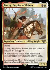 【Foil】(215)■プレリリース■《ローハン王家の小姓、メリー/Merry, Esquire of Rohan》[LTR] 金R