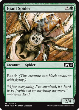 【Foil】《大蜘蛛/Giant Spider》[M19] 緑C