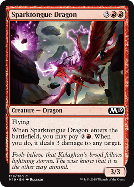 《電光吠えのドラゴン/Sparktongue Dragon》[M19] 赤C