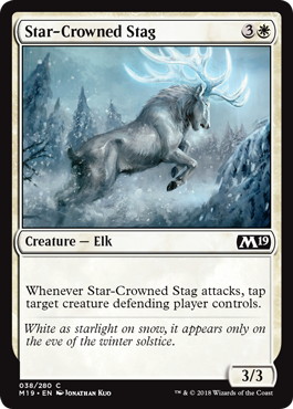 【Foil】《星冠の雄鹿/Star-Crowned Stag》[M19] 白C