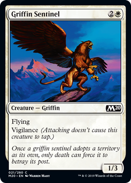 【Foil】《グリフィンの歩哨/Griffin Sentinel》[M20] 白C