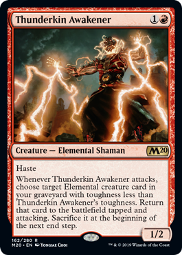 【Foil】《雷族の呼び覚まし/Thunderkin Awakener》[M20] 赤R