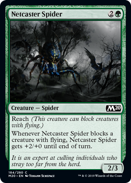 【Foil】《網投げ蜘蛛/Netcaster Spider》[M20] 緑C