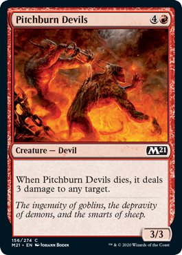 【Foil】(156)《燃え投げの小悪魔/Pitchburn Devils》[M21] 赤C