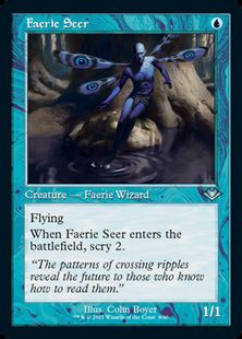 【エッチング・Foil】(008)■旧枠■《フェアリーの予見者/Faerie Seer》[MH1-RT] 青U