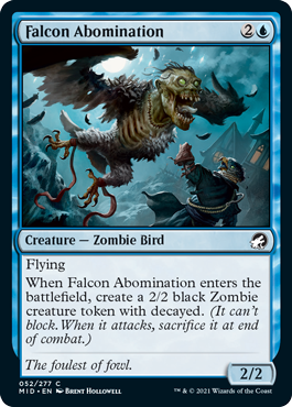 【Foil】(052)《異形の隼/Falcon Abomination》[MID] 青C