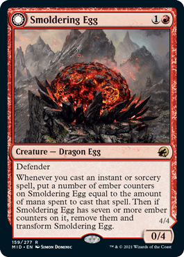 《くすぶる卵/Smoldering Egg》/《灰口のドラゴン/Ashmouth Dragon》[MID] 赤R