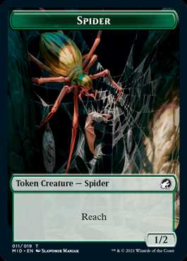 【Foil】(011)《蜘蛛トークン/Spider token》[MID] 緑