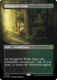 Foil】(278)□ボーダーレス□《草むした墓/Overgrown Tomb》[CLU] 土地 