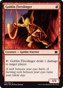 《ゴブリンの投火師/Goblin Fireslinger》[MM2] 赤C