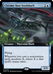 【Foil】(350)■拡張アート■《金属の徒党の種子鮫/Chrome Host Seedshark》[MOM-BF] 青R