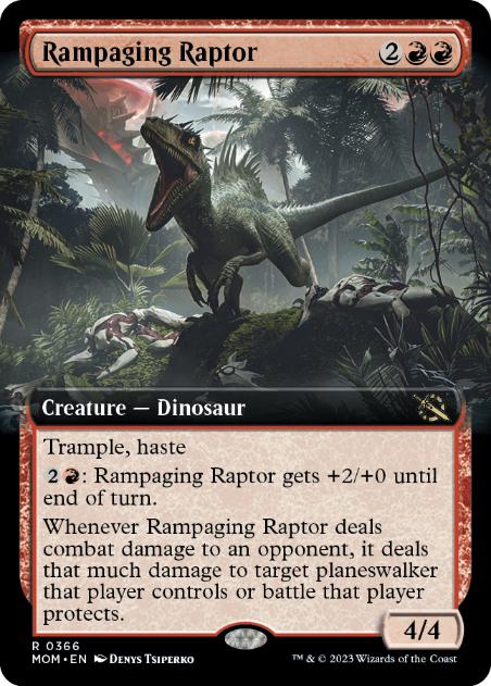 (366)■拡張アート■《猛り狂う猛竜/Rampaging Raptor》[MOM-BF] 赤R
