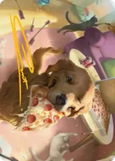 【箔押し】(044)【アート・カード】ピザ犬ラッキー [MSH]