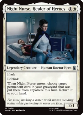 『予約シングル』(026)《ヒーロー達の癒し手、ナイト・ナース/Night Nurse, Healer of Heroes》[MSH] 白U