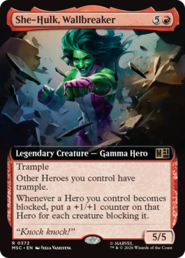 (372)■拡張アート■《壁を砕く女戦士、シーハルク/She-Hulk, Wallbreaker》[MSC] 赤R