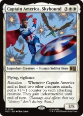 【Foil】(588)《空を翔ける、キャプテン・アメリカ/Captain America, Skybound》[MSC] 白R