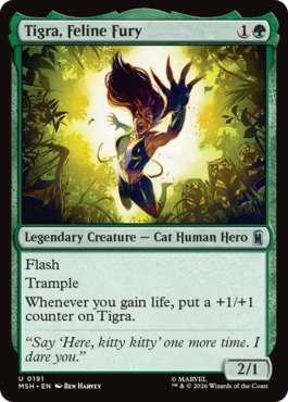 『予約シングル』(191)《荒ぶる猫戦士、ティグラ/Tigra, Feline Fury》[MSH] 緑U