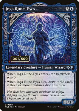 【ダブルレインボウ・Foil】(140)《ルーン目のインガ/Inga Rune-Eyes》(シリアル入り)[MUL] 青U