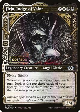 【ダブルレインボウ・Foil】(170)《武勇の審判者、ファーヤ/Firja, Judge of Valor》(シリアル入り)[MUL] 金U