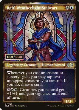 【ダブルレインボウ・Foil】(186)《ウェザーライトの重鎮、ラフ/Raff, Weatherlight Stalwart》(シリアル入り)[MUL] 金U