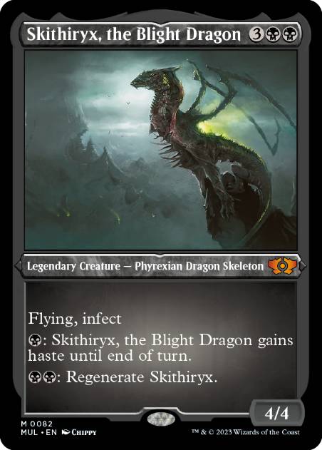 【エッチング・Foil】(082)《荒廃のドラゴン、スキジリクス/Skithiryx, the Blight Dragon》[MUL] 黒R