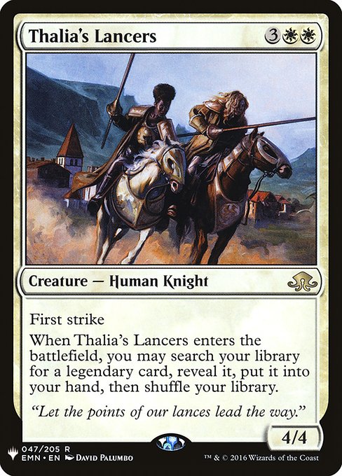 《サリアの槍騎兵/Thalia's Lancers》[PWシンボル付き再版] 白R