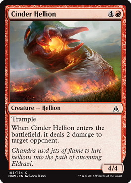 【Foil】《溶滓のへリオン/Cinder Hellion》[OGW] 赤C