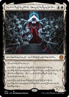 【Foil】(414)■ファイレクシア語■《機械の母、エリシュ・ノーン/Elesh Norn, Mother of Machines》[ONE-BF] 白R