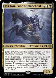 【Foil】(214)《刃砦の災厄、リーア・イヴォール/Ria Ivor, Bane of Bladehold》[ONE] 金R