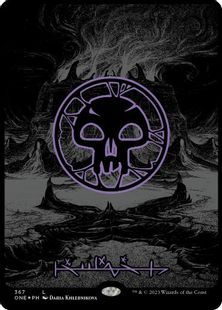 オイルスリック・Foil】(367)□ファイレクシア語□《沼/Swamp》[ONE-BF 