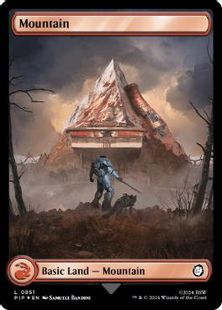 【サージ・Foil】(851)■フルアート■《山/Mountain》[PIP] 土地