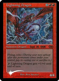 Foil】《稲妻のドラゴン/Lightning Dragon》(プレリリース)[USG-P] 赤 