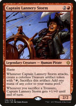 (136)■プロモスタンプ付■《風雲船長ラネリー/Captain Lannery Storm》[Pスタンプ_XLN] 赤R
