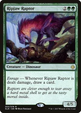(203)■プロモスタンプ付■《切り裂き顎の猛竜/Ripjaw Raptor》[Pスタンプ_XLN] 緑R