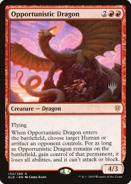 【Foil】(133)■プロモスタンプ付■《日和見ドラゴン/Opportunistic Dragon》[Pスタンプ_ELD] 赤R