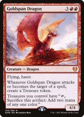 【Foil】(139)■プロモスタンプ付■《黄金架のドラゴン/Goldspan Dragon》[Pスタンプ_KHM] 赤R