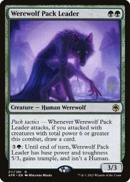 【Foil】(211)■プロモスタンプ付■《群れ率いの人狼/Werewolf Pack Leader》[Pスタンプ_AFR] 緑R