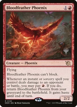 (132)■プロモスタンプ付■《血羽根のフェニックス/Bloodfeather Phoenix》[Pスタンプ_MOM] 赤R