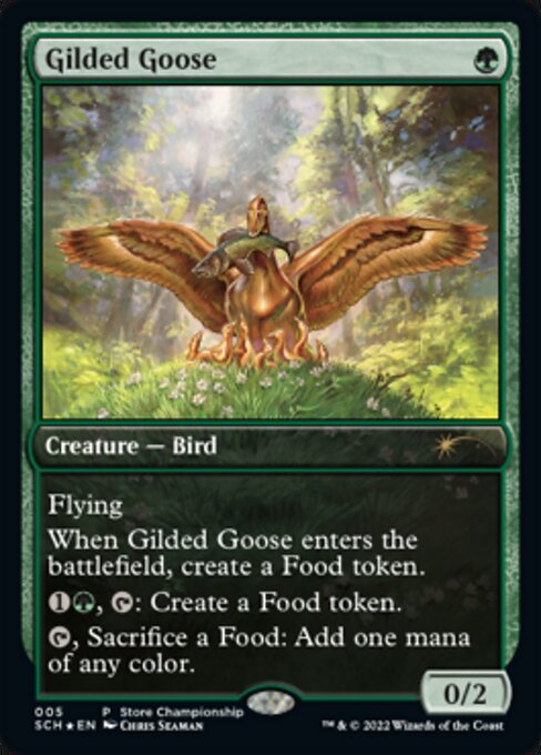 【Foil】《金のガチョウ/Gilded Goose》(ストアチャンピオンシップ)[流星マーク] 緑R