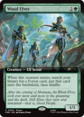 ■拡張アート■《ウッド・エルフ/Wood Elves》(スタンダード・ショーダウン)[流星マーク] 緑