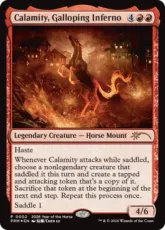 【Foil】《早駆ける業火、カラミティ/Calamity, Galloping Inferno》(午年プロモ)[流星マーク] 赤
