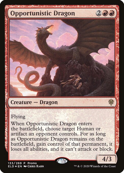 【Foil】(133)《日和見ドラゴン/Opportunistic Dragon》(リセールプロモ)[ELD-P] 赤R