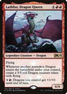 【Foil】《ドラゴンの女王、ラスリス/Lathliss, Dragon Queen》(リセールプロモ)[M19-P] 赤