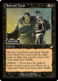 【ダブルレインボウ・Foil】(326)■旧枠■《冥府の教示者/Infernal Tutor》(シリアル入り)[RVR] 黒R