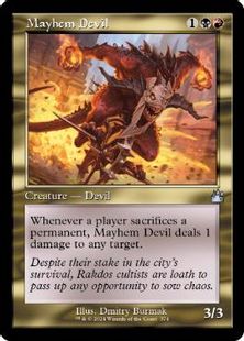 【Foil】(374)■旧枠■《波乱の悪魔/Mayhem Devil》[RVR] 金U