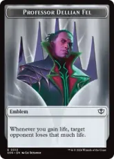 【Foil】(013)/(008)《紋章（デリアン・フェル教授）+邪魔者トークン/Emblem Professor Dellian Fel+Pest Token》[SOS] 紋章/金