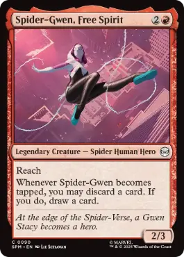 (090)《自由人、スパイダー・グウェン/Spider-Gwen, Free Spirit》[SPM] 赤C