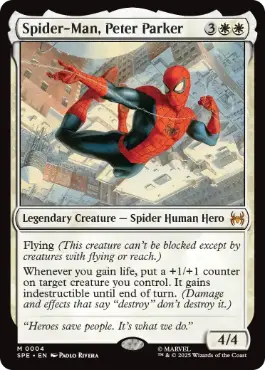 【Foil】(004)《スパイダーマン、ピーター・パーカー/Spider-Man, Peter Parker》[SPE] 白R