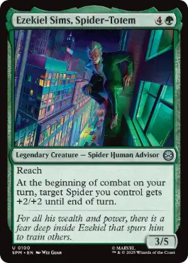 『予約シングル』(100)《蜘蛛のトーテム、エゼキエル・シムズ/Ezekiel Sims, Spider-Totem》[SPM] 緑U